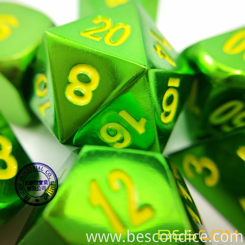 Green Dungeons And Dragons Metal Dice Set 3